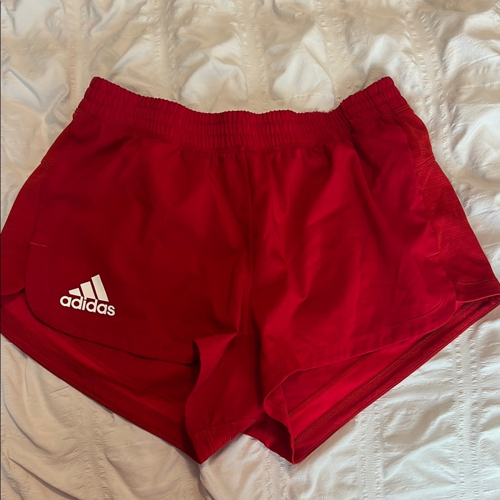 Adidas Red Athletic Shorts Lightweight Training